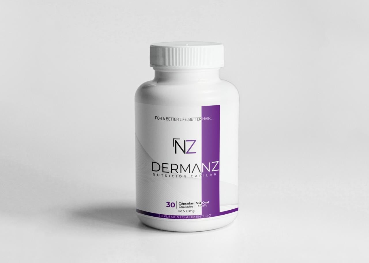 Dermanz Nutrición Capilar Suplemento Premium Frasco con 30 cápsulas
