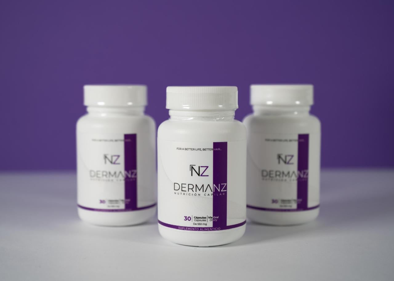 Dermanz Nutrición Capilar Suplemento Premium Frasco con 30 cápsulas