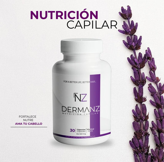 Dermanz Nutrición Capilar Suplemento Premium Frasco con 30 cápsulas